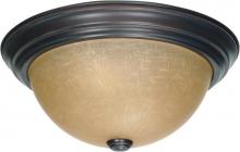 Nuvo 60/1256 - 2 Light - 13" Flush with Champagne Linen Washed Glass - Mahogany Bronze Finish